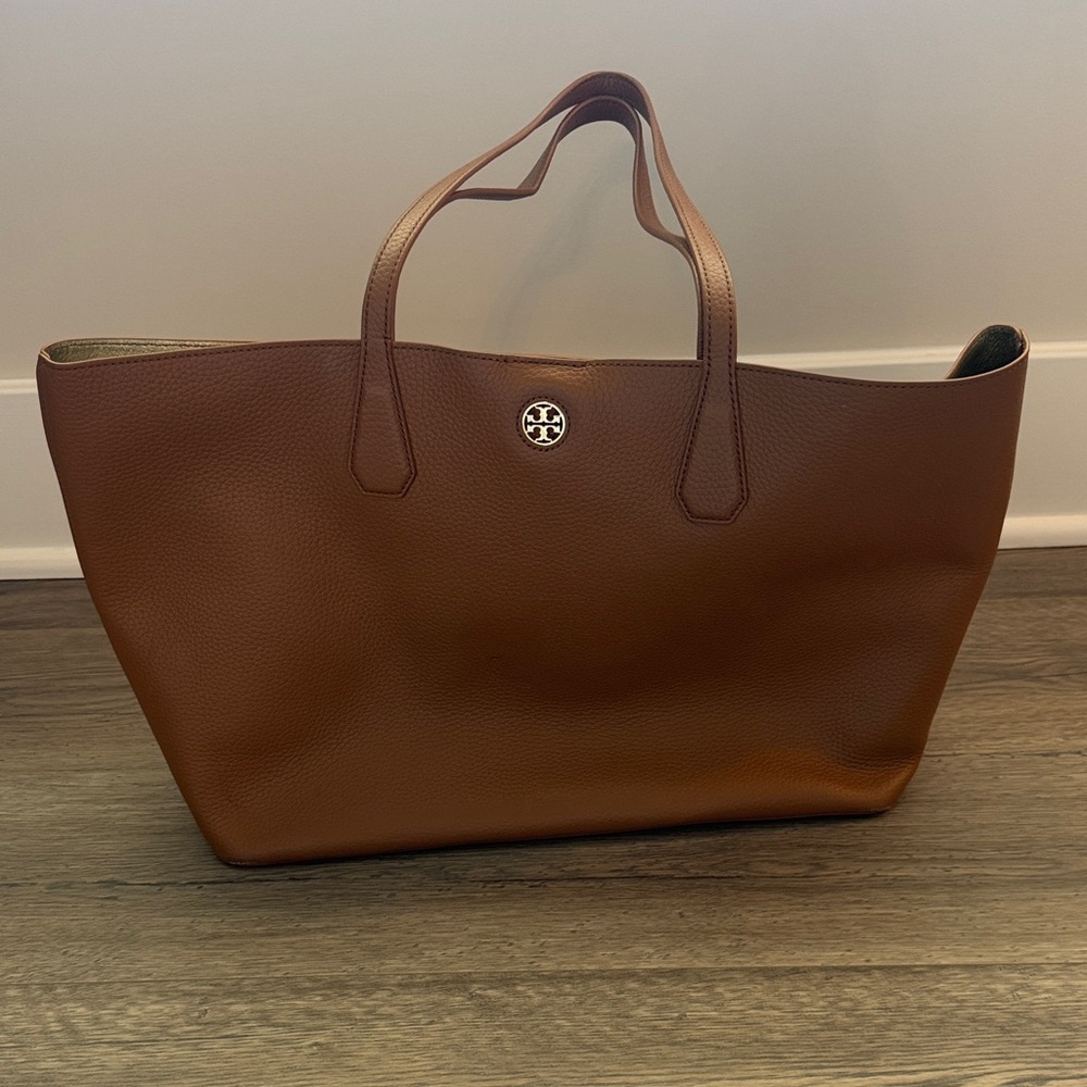 Tory Burch Chestnut Pebbled Leather Tote